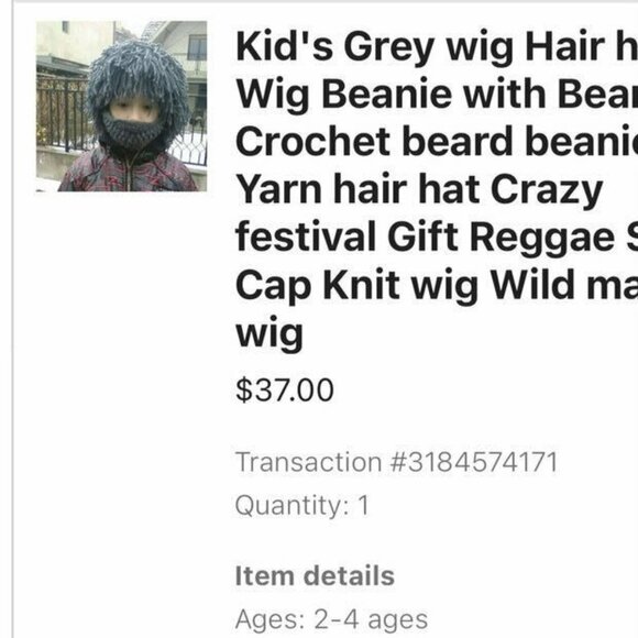 Hand Knit Grey Wig With Beard 2-4 EUC - Picture 6 of 6